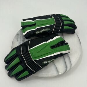 Team Arctic green and black leather padded gloves